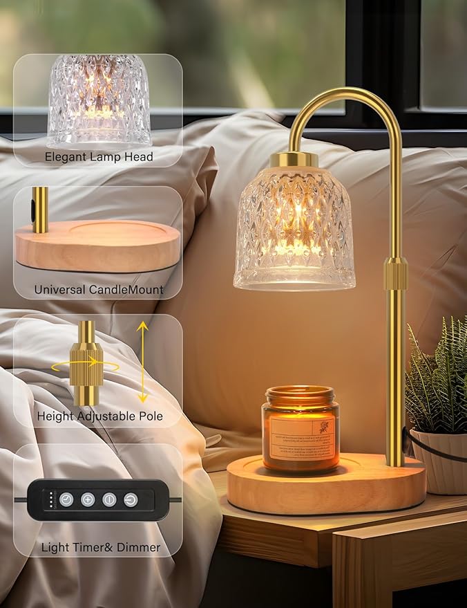 Candle Warmer Lamp with Timer Dimmable, Adjustable Lamp Candle Warmer, Birthday Gifts for Women Mom, Wax Warmer Lamp for Scented Jar, House Warming Gifts New Home Decor