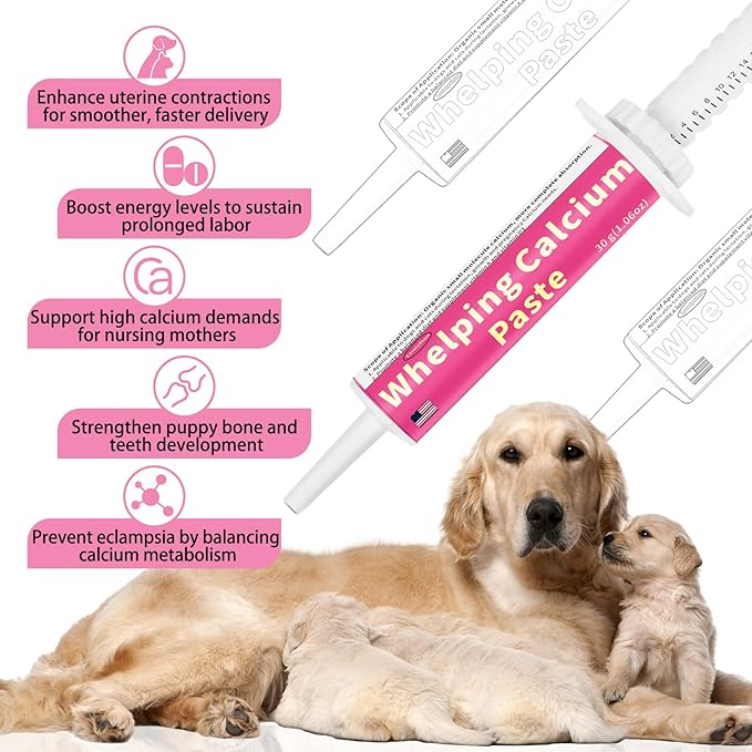 4 in 1 Whelping Kit for Dogs - Whelping Calcium Paste, Probiotic Paste, Fading Puppy Support & Puppy Milk Replacer - Essential Dog Whelping Supplies for Safe Delivery, Strong Puppies & Nursing Support-Mewly Pet
