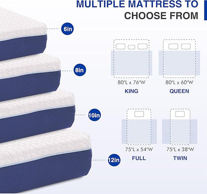 6 Inch TwinXL Size Mattress for Kids, Gel Cooling Memory Foam Mattress in A Box, Medium Firm Feel for Back Pain Relief, CertiPUR US Certified