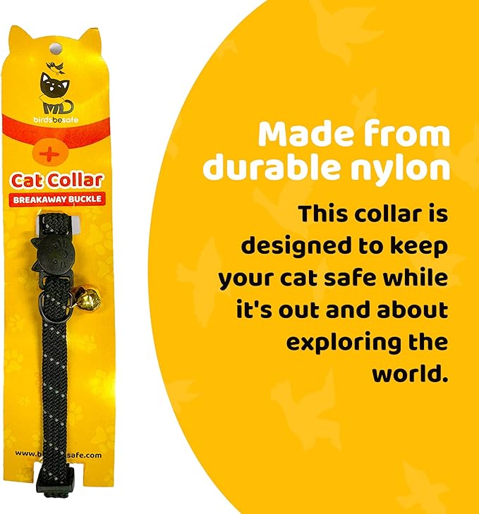 BirdsBeSafe® Break Away Cat Collar with Bell, Reflective Thread for Night Visibility, Comfortable Elastic Stretch Cat Collar to Protect Cat from Getting Stuck in The Garden.-Mewly Pet