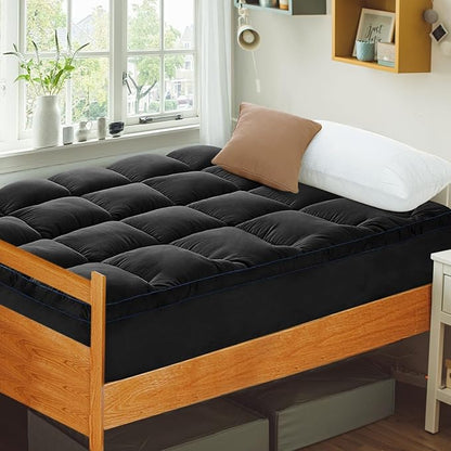 CYMULA Twin Mattress Topper, Cooling Mattress Pad Cover, Extra Thick Pillow Top Mattress Topper with 8-21 Inch Elasticated Deep Pockets, Plush Down Alternative Fill Mattress Protector