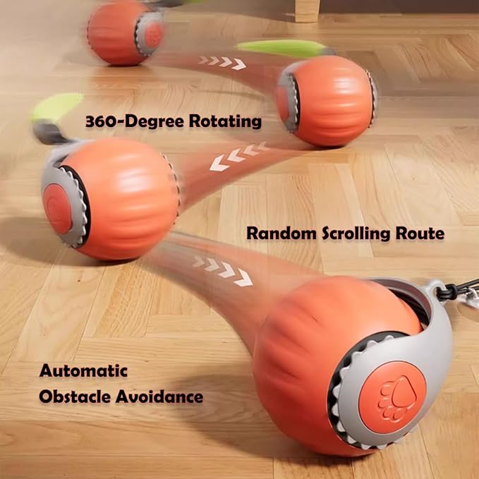 Smart Speedy 3.0 Interactive Cat Ball with Auto Obstacle Avoidance - Indoor Kitten Toy for Mental Stimulation & Playtime Fun ，2025 Edition (Orange)-Mewly Pet