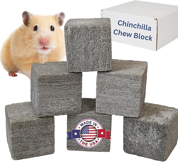 Chinchilla Chew Toys, Pumice Chew Blocks, Lava Block for Hamster, Rat, Mice, Degus, Gerbils, Small Animal Toys, Guinea Pigs, Rabbit Toy, Bunny Toy by Billy Buckskin (Pack of 6)Mined in USA-Mewly Pet