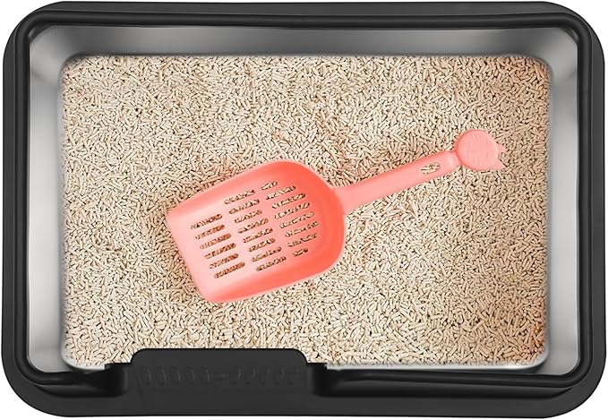 Kichwit Stainless Steel Cat Litter Box with High Sides Easy to Clean, Smooth Surface, Rust Resistant, 19.8" x 13.8" x 10" (with Lid)-Mewly Pet