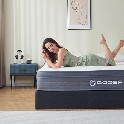 Full Size Mattress, 12 Inch Hybrid Mattress in a Box with Independent Pocket Spring - Zoned Support, Soft and Comfortable, Pressure Relief, Medium Firmness, CertiPUR-US Certified