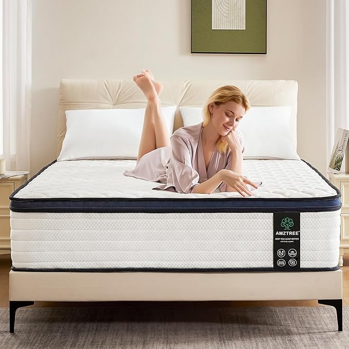 Full Size Mattress 12 Inch Full Mattress - Memory Foam & Pocket Coils Springs, Pressure Relief, Medium Firm Comfort, Motion Isolation, Ideal for All Sleep Positions, CertiPUR-US Certified