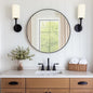 DUMOS Black Circle Mirror for Wall 24.02 inch, Bathroom Round Mirror for Over Sink, Bathroom, Entryway, Bedroom, Vanity