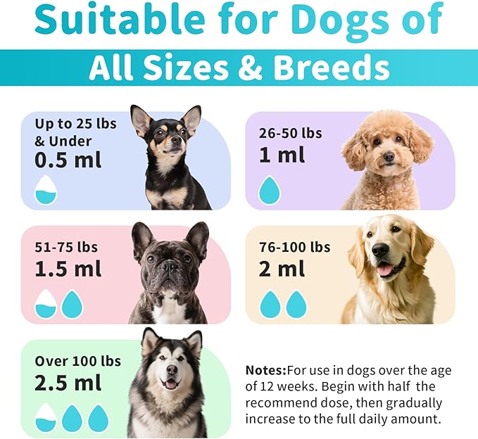 Dog Flea and Tick Support, Natural Herbal Flea & Tick Comfort for Dogs, Flea Liquid Drops Supplement for Dogs with Neem, Oregano, Pumpkin Seed Oil - Beef Flavor, 2 FL.Oz - All Breeds & Sizes-Mewly Pet