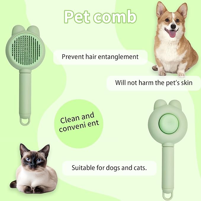 Zoocozy Cat Brush for Shedding, Dog Deshedding Brush, Pet Hair Removal Tool for Puppy Pitten(Green)-Mewly Pet
