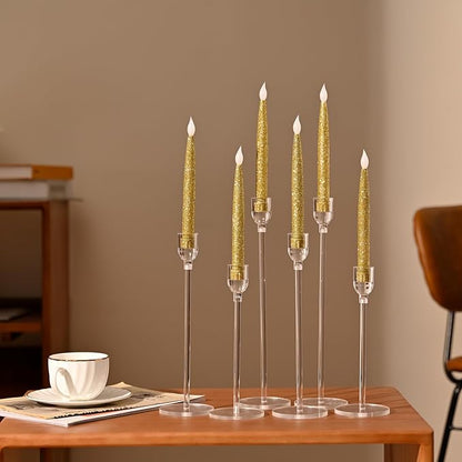 Vincidern 6PCs Acrylic Candle Holders Centerpieces for Table, Taper Candle Holder for Wedding Decor, Dining Room, Halloween, Christmas Decorative Candlestick Holder, Taper Candle Holder Set