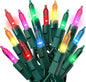 PREXTEX 50 Ct. Multi-Color Christmas Tree Lights with Green Wire - 10 Ft String Lights for Indoor and Outdoor Use - Multicolor Twinkle Christmas Tree Decoration with End-to-End Connectors