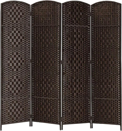 Rose Home Fashion Room Divider, 6 ft Tall Room Dividers and Folding Privacy Screens, 16in Privacy Screen 4 Panel Dark Coffee Space Temporary Wall Foldable Partition Separation