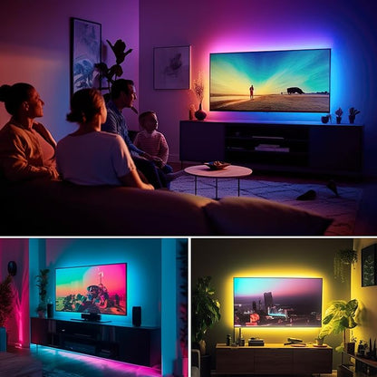 maylit ICRGB TV LED Backlight, 18ft Bluetooth LED Lights for TV 75-85in, USB Powered TV Lights Kit with Remote and App Control, Music Sync Color Change with TV Sound, Bias Lighting for HDTV Room Decor