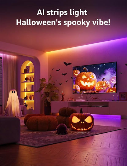 Lepro S1 AI LED Strip Lights for Bedroom - 100ft(2 Rolls of 50ft) Smart RGB Light Strips with IC and Rainbow Chasing Effects, Personalized Al Lighting Designer, No Remote, 2.4G Wi-Fi & Bluetooth