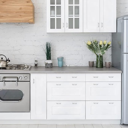 Ravinte Brushed Nickel Cabinet Handles 5 Pack 2-1/2 inch Satin Nickel Square Cabinet Pulls Silver Hardware for Kitchen Cabinets 4 inch Overall Length Stainless Steel Drawer Pulls