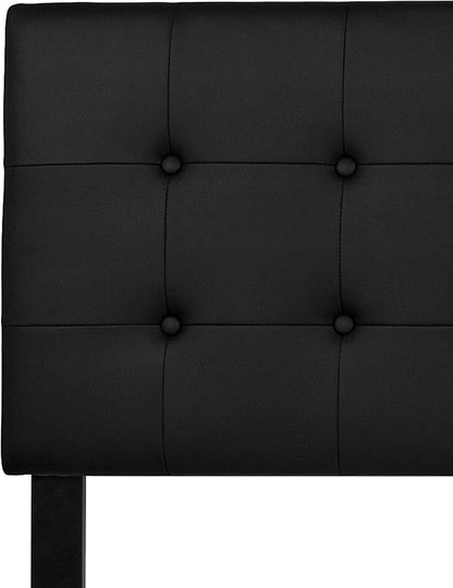 Flash Furniture Lennox Button Tufted Upholstered King Size Headboard in Black Vinyl with Adjustable Bed Rail Slots