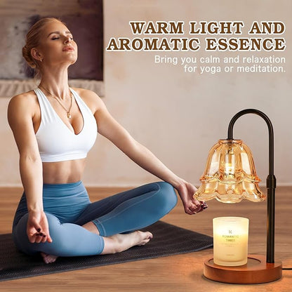 Candle Warmer Lamp with Timer & Dimmer, Adjustable Height Birthday Gifts for Women Mom, Flower Candle Lamp Warmer, Wax Warmer with 2 Bulbs, House Warming New House Decorations