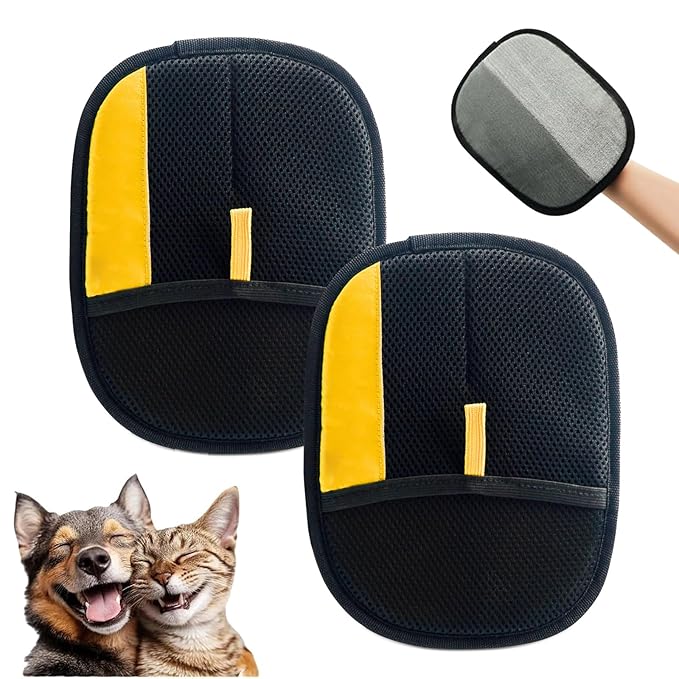 Pet Hair Removal Glove, Electrostatic Pet Hair Remover Gloves for Dogs Cats, Reusable Washable Remover for Bed Sheets Couch Clothes Carpet Car Seat (2PCS)-Mewly Pet