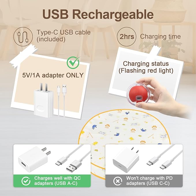 Interactive Cat Toys, Smart Rolling Ball in Play Mat, Automatic Speedy Moving Ball for Indoor Exercise, Motion Activated Pet Balls for Hide and Seek Mouse Catching Game (Red)-Mewly Pet