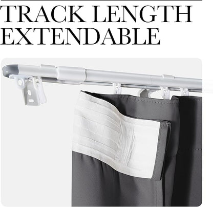 NICETOWN Sliding Door Curtain with Adjustable Ceiling Track, W100 Room Divider Curtain for Living Room/Office/Hospital Privacy, No Light Leakage Drape Easy Installation, 1 Panel, W100 xL96, Grey