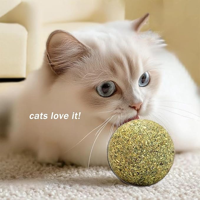 happylain 2 inches Diameter Catnip Ball - Catnip Balls for Cats, Interactive Cat Toy for Indoor Cats, Cat Nip Licking Balls-Mewly Pet