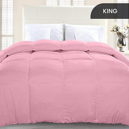 Utopia Bedding Comforter Duvet Insert, Quilted Comforter with Corner Tabs, Box Stitched Down Alternative Comforters King Size (Pink)