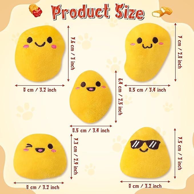 L1rabe Nuggets Catnip Stuffed Toys - 5Pcs Fall Funny Yellow Fried Chicken Nuggets Indoor Cat Toys, Kitten Chew Bite Kick Interactive Supplies for Pet Lovers Kitten Birthday Present Autumn Harvest Gift-Mewly Pet