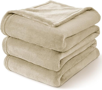 BEDELITE Fleece Blanket Full Size Linen Throw Blankets for Couch & Bed, Luxury Plush Cozy Fuzzy Blanket 84x90 inches, Super Soft Warm Lightweight Throw Blanket for Travel Camping