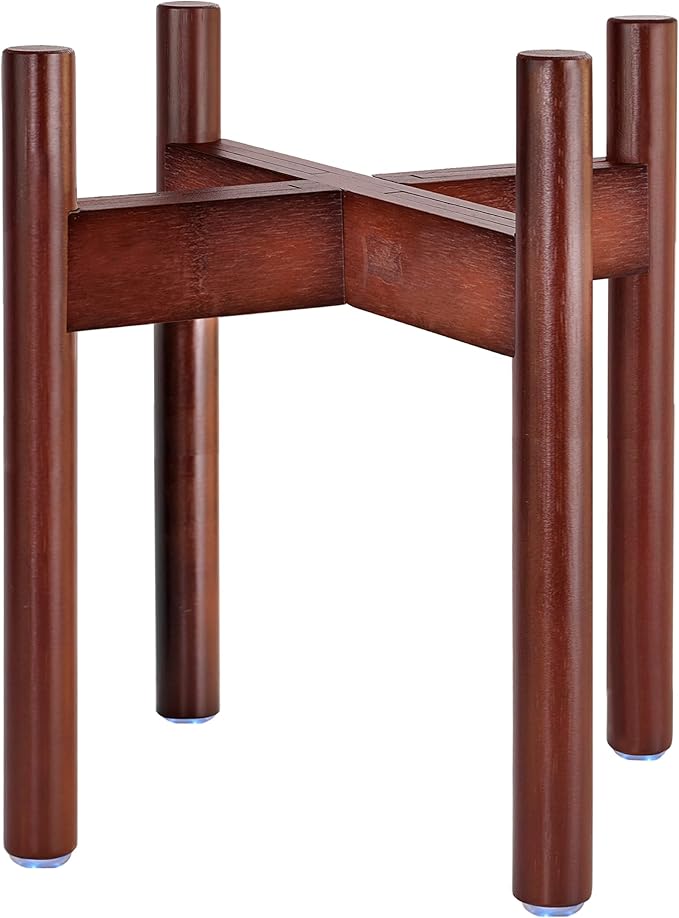 Stand for Dog Water/Food Bowl, Fountain Dishes and Feeders - Makes 14-inch High, Ideal for Large Breeds - Adjustable Sideways with Lock, Dark Wood - Bowls Not Included-Mewly Pet