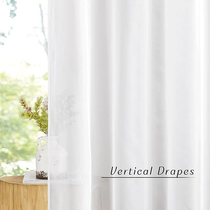 NICETOWN Sheer Curtain Panels Grommet - Ivory Voile Sheer Window Curtains for Bedroom/Living Room, 2 Pieces, 54 Wide x 63-inch Length
