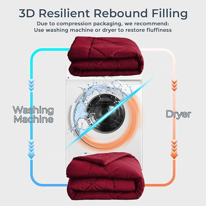 HEVUMYI Red Cali-King Comforter Set - 7-Piece All Season Bed in a Bag Cali-King, Ultra Soft Bedding Set with Comforter, Flat Sheet, Fitted Sheet, Pillowcases, Pillow Shams