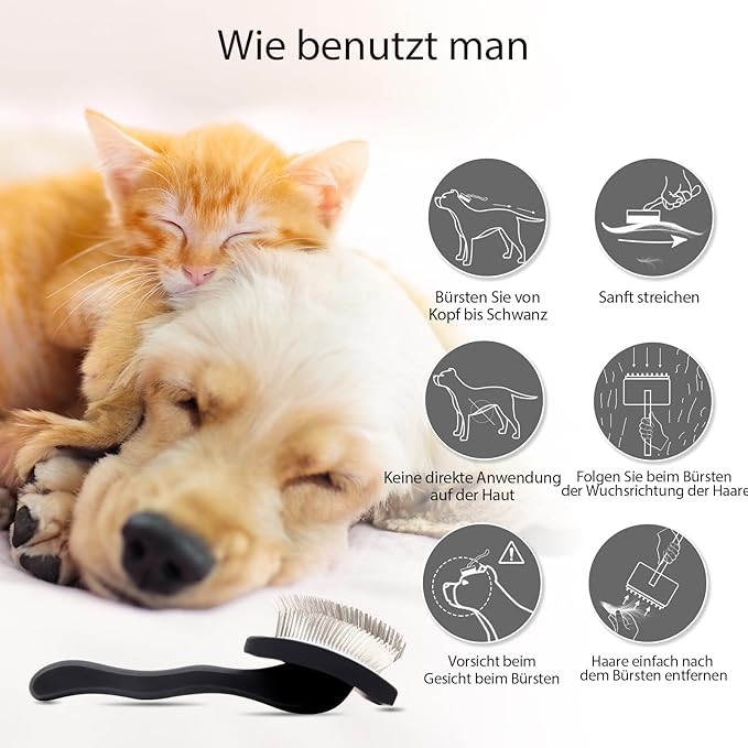 Dog Slicker Brush for Shedding and Grooming Medium or Long Haired Cats, Extra Long & Soft Pin Slicker Brush for Removes Loose Hair, Tangles, Knots, Undercoat, Free Pet Comb, Large Black-Mewly Pet