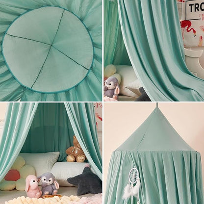 dix-rainbow Princess Decor Canopy for Kids Bed, Soft and Durable Bed Canopy for Girls Room Tent Canopy Dreamy Mosquito Net Bedding, Children Reading Nook Canopies Indoor(Green)
