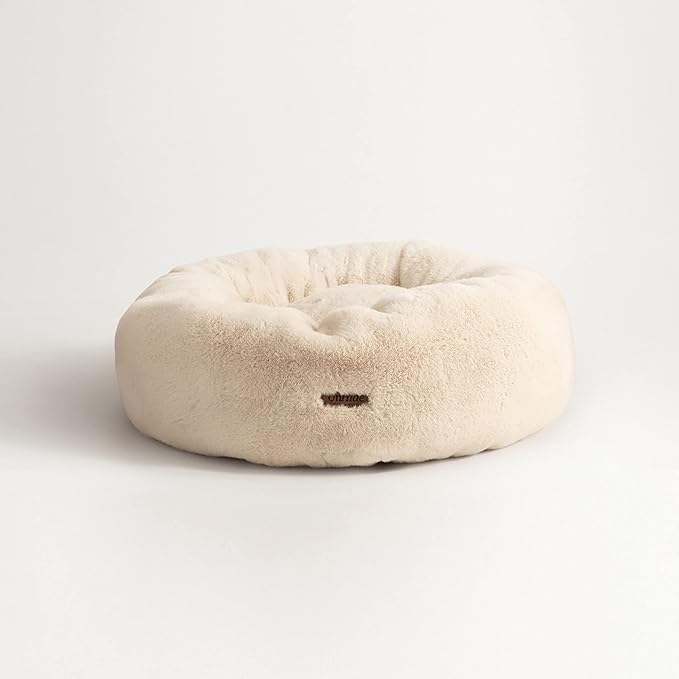 UnHide Floof Pet Bed - Medium (28" x 10") - Extra Soft Dog Bed - Removable Faux Fur Cover - Machine Washable - Helps Ease Pet Anxiety & Provides The Perfect Sleep - Beige Bear-Mewly Pet