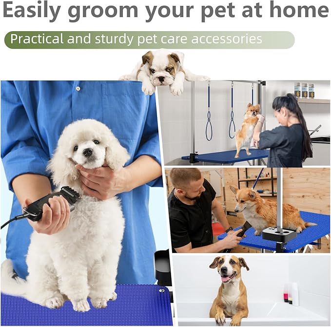 VFK 47'' Large Dog Grooming Table Stainless Steel Foldable Grooming Table for Dogs at Home Adjustable Height Arms Pet Station with Nooses, Mesh Tray, Tool Organizer-Mewly Pet