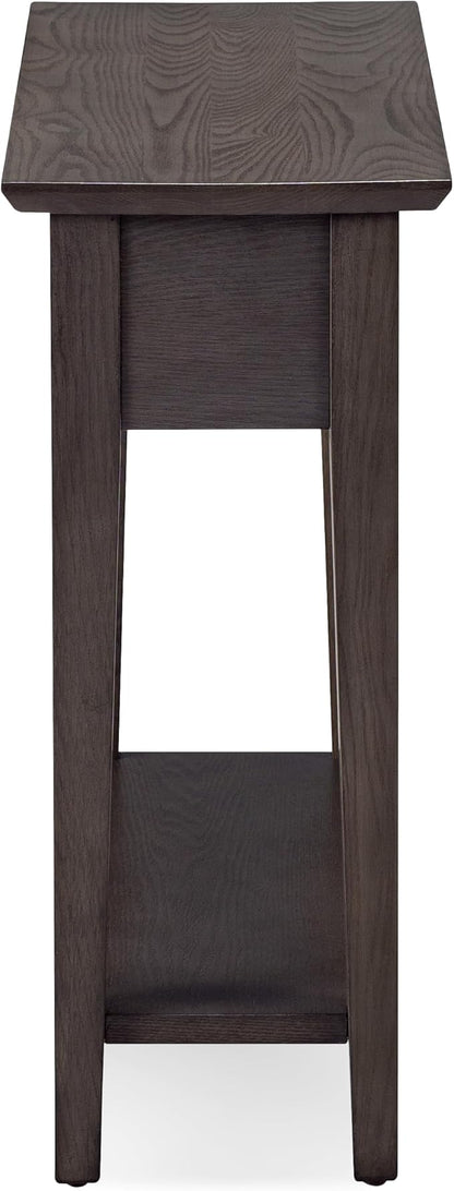 Leick Home 10071-GR One Drawer Chairside/Recliner End Table with Shelf, Smoke Gray
