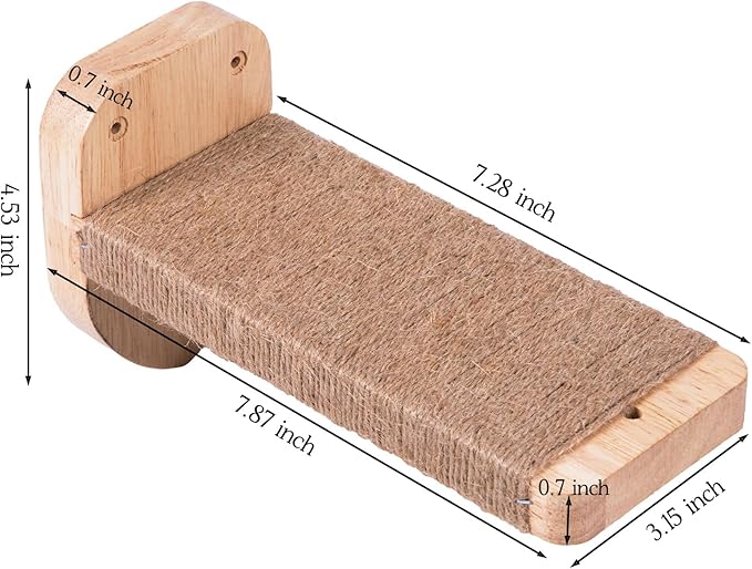 3pcs Cat Wall Steps, Climbing Mounted Furniture, Shelves With Hemp Rope Covered, Solid Wood Ladder for Playing and Climbing (Large-Wood)-Mewly Pet