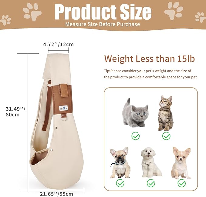 Dog Sling Carrier for Small Dogs - Front Dog Carrier with Adjustable Strap - Hands Free Pet Papoose Bag for Chest - Suitable for Puppy, Small Dogs, and Cats for Outdoor Travel,15 lbs-Mewly Pet