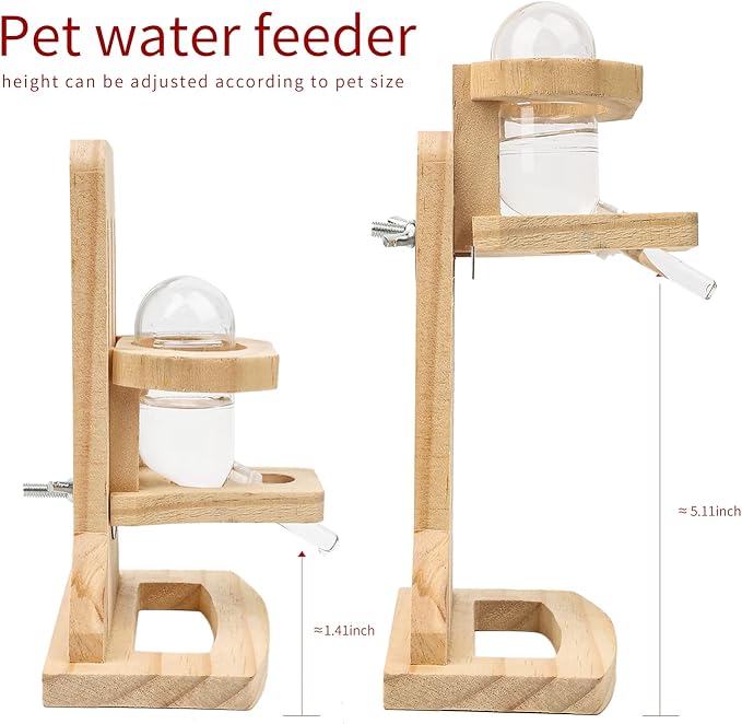 antiai 9.8 Inch Wooden Hamster Exercise Wheel Set,Silent Wheel Quiet Spinner Hamster Running Wheels,Hamster Water Feeder Accessories Chew Toys for Hamsters, Gerbils, Mice and Other Small Pets,9 pcs-Mewly Pet