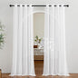 NICETOWN Sheer Window Curtain Panels - Ivory Eyelet Top Solid Voile for Kitchen/Hotel, 2 Pieces, 54 Wide x 84-inch Length