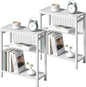 End Table Set of 2 for Small Space, 3-Tier Narrow Side Table with Magazine Holder,Small Nightstand, Skinny Snack Couch Table in Living Room, Bedroom Study and Balcony (White)