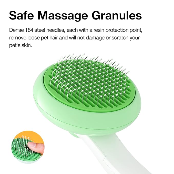 Self-Cleaning Cat Brush for Shedding & Pet Grooming - Effortlessly Removes Tangles, Loose Undercoat, and Mats for Cats & Dogs (Green)-Mewly Pet