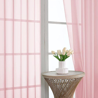 OVZME Blush Pink Sheer Curtains 120 Inches Long 2 Panels Set, 59 Inch Extra Wide Soft Airy Lightweight Sheer Curtains for Living Room, Farmhouse Voile Filmy Rod Pocket Drapes, 59Wx120L Inches