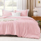 Litanika Comforters Pink Oversized King Size, 3 Pieces Lightweight Solid Bedding Set & Collections, All Season Fluffy Bed Set (120x98In Comforter & 2 Pillowcases)