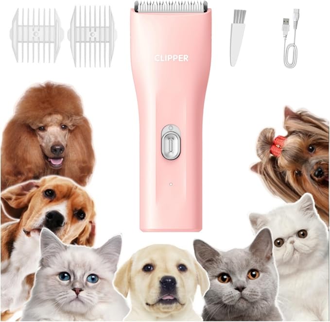Dog Clippers,Quiet Washable USB Rechargeable Cordless Dog Grooming Kit,Electric Pets Hair Trimmers Shaver Shears for Dogs and Cats-Mewly Pet