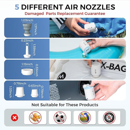 FLEXTAILGEAR Portable Air Pump for Inflatables,Classic Tiny Air Pump, 2.82 oz Ultra-Mini Pump with 1300mAh Rechargeable Battery to Inflate Deflate Pool Floats Air Mattress Vacuum Storage Bags