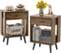 GYIIYUO Nightstand Set of 2 with Fabric Drawers and Open Shelves, Bedside Table Set - Dark Rustic Brown Bedroom Side Tables