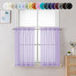 Chyhomenyc Lilac Sheer Curtains 36 inch Length 2 Panels, Light Filtering Voile Rod Pocket Short Window Curtians for Bathroom Living Room Farmhouse Small Windows, 42Wx36L inches