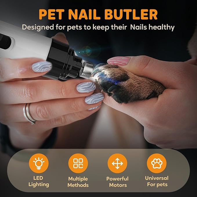 Silent Groom Pro Nail Grinder, 2025 New Electric Dog Nail Trimmer, Pet Nail Grinder for Dogs Cats, Rechargeable Dog Nail Clippers, Pet Paws Grooming & Smoothing Tool-Mewly Pet