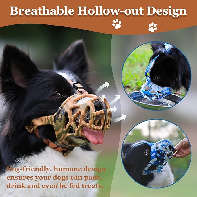 Dog Muzzle, Printed Basket Muzzle for Small Medium Large Dogs Dachshund, Beagle, German Shepherd, Breathable Pet Muzzles to Prevent Biting Chewing Scavenging, Allows Panting and Drinking-Mewly Pet